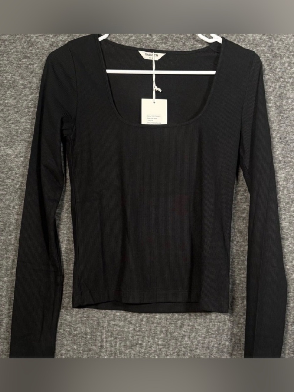New with Tags Thakoon Ribbed Square Neck Top 
Black Long Sleeve NwT